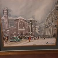 Acquarello pittore M. Drago, " P.zza San Babila"