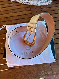 Cintura Versace originale in pelle bianca - XS