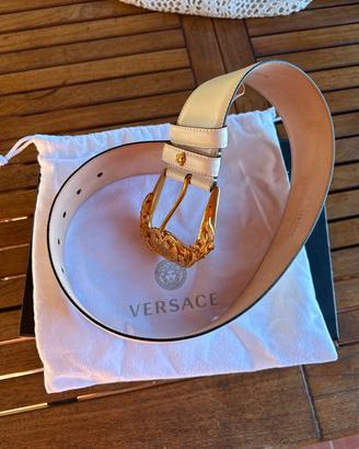 Cintura Versace originale in pelle bianca - XS