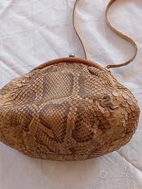 Borsa in pelle di pitone color biscotto Fanny-Bags