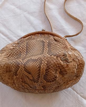 Borsa in pelle di pitone color biscotto Fanny-Bags