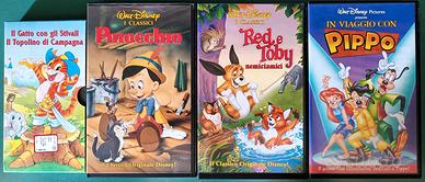 4 VHS con film di animazione Disney e altro