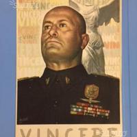 Cartolina fascista di propaganda VINCERE Mussolini