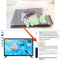 TV TELEVISIONE Majestic 24" Digitale terrestre