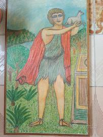 Quadro A Gessetti E Matita Re Davide e agnello