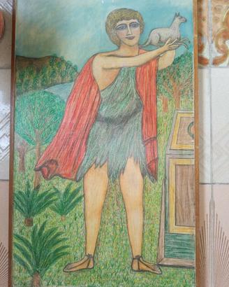 Quadro A Gessetti E Matita Re Davide e agnello