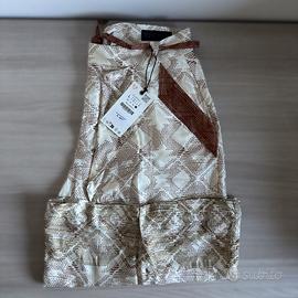 Pantaloni culotte Zara stampati con cintura, nuovi