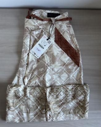 Pantaloni culotte Zara stampati con cintura, nuovi