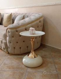 tavolino moderno bianco panna oro 