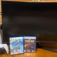 playstation 5 + monitor + cuffie, giochi e pad