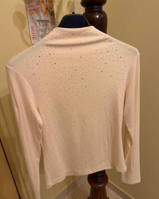 Maglia lupetto rosa con brillantini