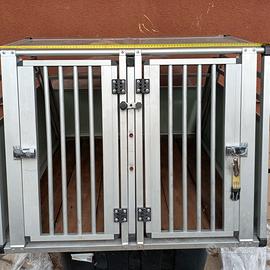 Doppio Trasportino per 2 cani in allumino.