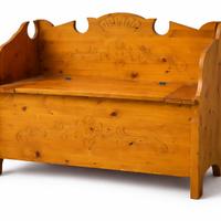 Panca cassapanca stile tirolese in legno massello