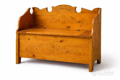 Panca cassapanca stile tirolese in legno massello