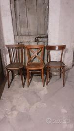 Tre sedie vintage legno vecchia Milano