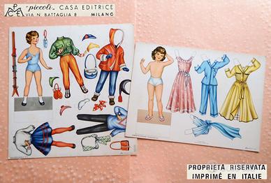 Bambole Vintage 1950 2 Cartoncini Ritagliare 👧NEW