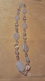 Collana di cristalli di rocca e agata bianca