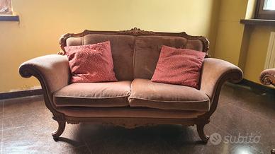 COPPIA DIVANI in Stile, Legno e Velluto