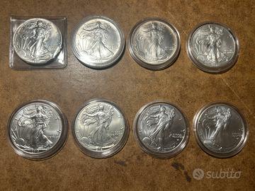 Lotto 1 oz silver 999 argento fino USA 8 once