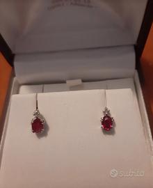 Orecchini oro 18kt con diamanti e rubini 