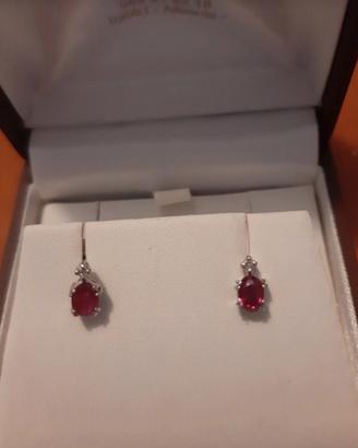 Orecchini oro 18kt con diamanti e rubini 