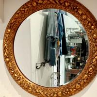 specchio legno intagliato a mano in foglia oro