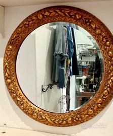 specchio legno intagliato a mano in foglia oro