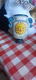 Tris vasi orci in ceramica decoro Sole artigianale