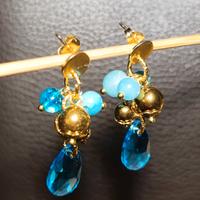 orecchini cristallo,giada turchese,acciaio,oro