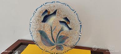 GRANDE Piatto MURANO Mosaico oro zecch. diam.cm.45