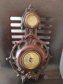 Barometro antico da parete con termometro e orolog