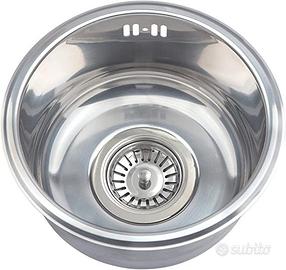 Piccolo lavello rotondo da incasso in acciaio inox