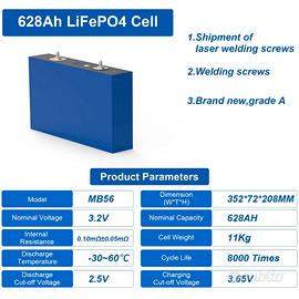 Celle EVE MB56  Lifepo4 3,2V 628AH