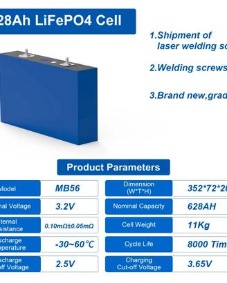 Celle EVE MB56  Lifepo4 3,2V 628AH