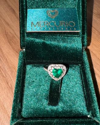 Anello Cuore Verde Amen in Argento 925  M.16