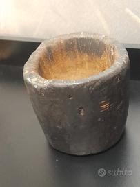 Antico Mortaio in Legno Duro Ebano/Tropicale