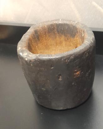 Antico Mortaio in Legno Duro Ebano/Tropicale