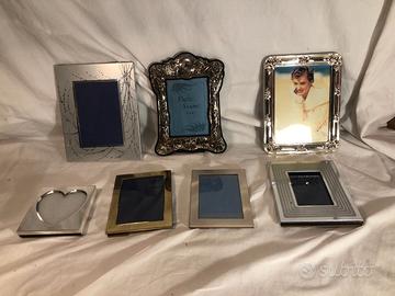 Lotto 7 Cornici Vintage Metallo Argento Ottone