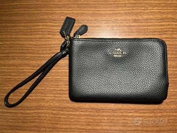 Borsa da polso Coach in pelle con doppia cerniera