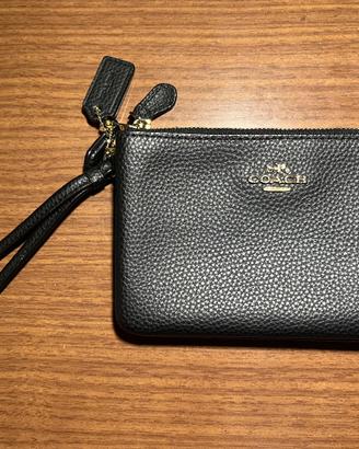 Borsa da polso Coach in pelle con doppia cerniera