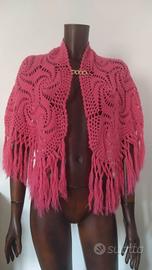 Scialle vintage all' uncinetto in lana 