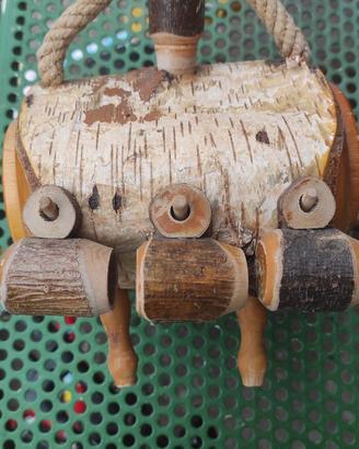 Toro Portaliquore in Legno di Betulla Vintage - Se