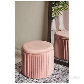 Pouf Leon Rotondo in Velluto Con Coperchio