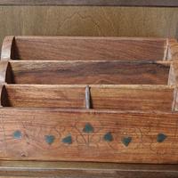 Portalettere da scrivania indiano legno intarsiato