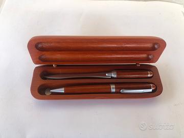 Penna + taglia carte + astuccio in legno
