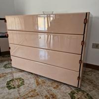 Cassettiera vintage design anni ’80 laccata beige
