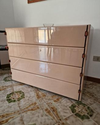Cassettiera vintage design anni ’80 laccata beige