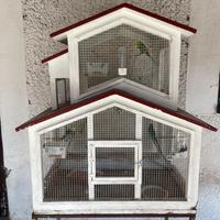 Voliera artigianale con 2 coppie uccellini
