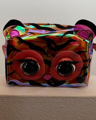 Borsetta/beauty case olografico tigre con occhioni