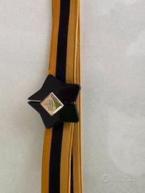 Cintura elastica  gialla e nera con fibbia Gucci